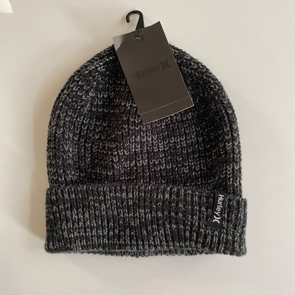 NWT Hurley M Max Cuff 2.0 Beanie Black Gray Heather One Size - Picture 2 of 8